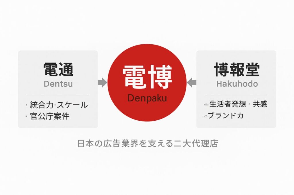 電博とは？電通と博報堂の違いと構造を説明する図