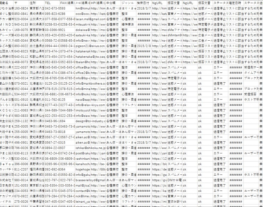 接骨整体鍼灸のメール送信結果