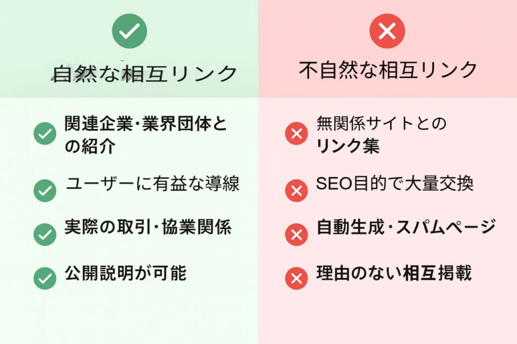 安全な相互リンクと危険な相互リンク