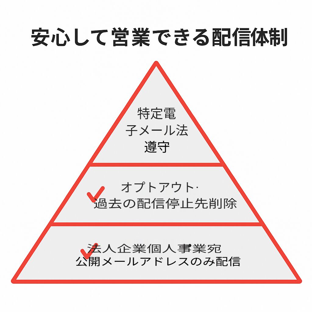 安心して営業できる配信体制（法令遵守構造図）