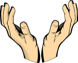 キャッチオールメールを象徴する、複数のメールを受け止める両手のイラスト