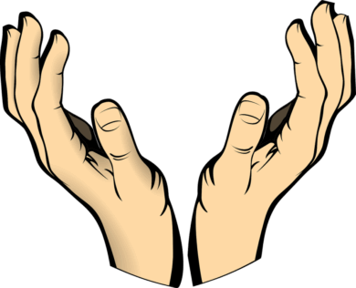 キャッチオールメールを象徴する、複数のメールを受け止める両手のイラスト