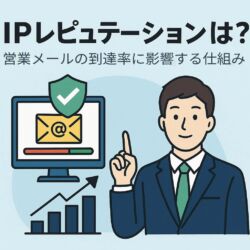 IPレピュテーションの仕組みと営業メールの到達率への影響を解説するビジネス向けイラスト