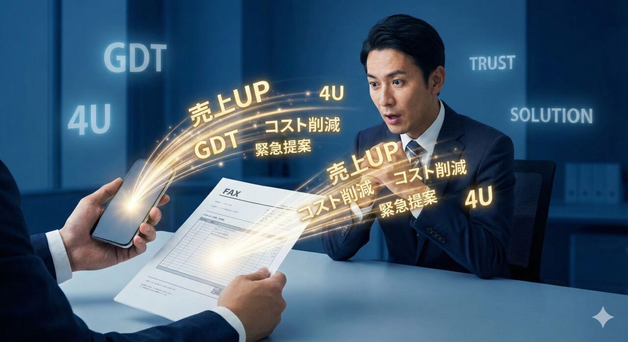 BtoBキャッチコピーの作り方アイキャッチ。0.5秒で選ばれるための3つの型（GDT、4U、QUEST）と媒体別の戦略イメージ