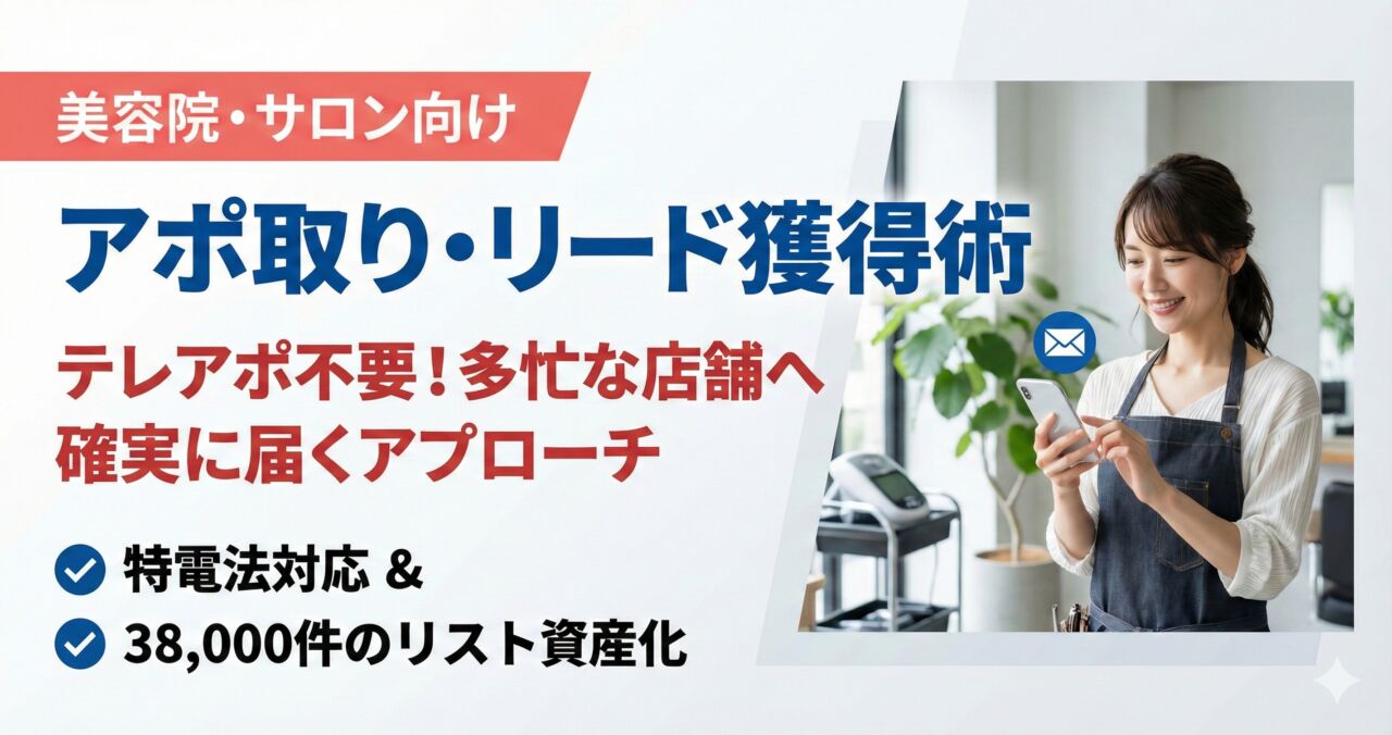 美容院・サロン向けアポ取り・リード獲得術。テレアポ不要で多忙なオーナーへ直結する特電法対応メール営業のアイキャッチ画像。笑顔でスマートフォンを見る美容師。
