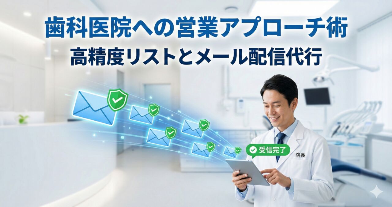 歯科医院への営業アプローチ術（高精度リストとメール配信代行）を表現したアイキャッチ画像